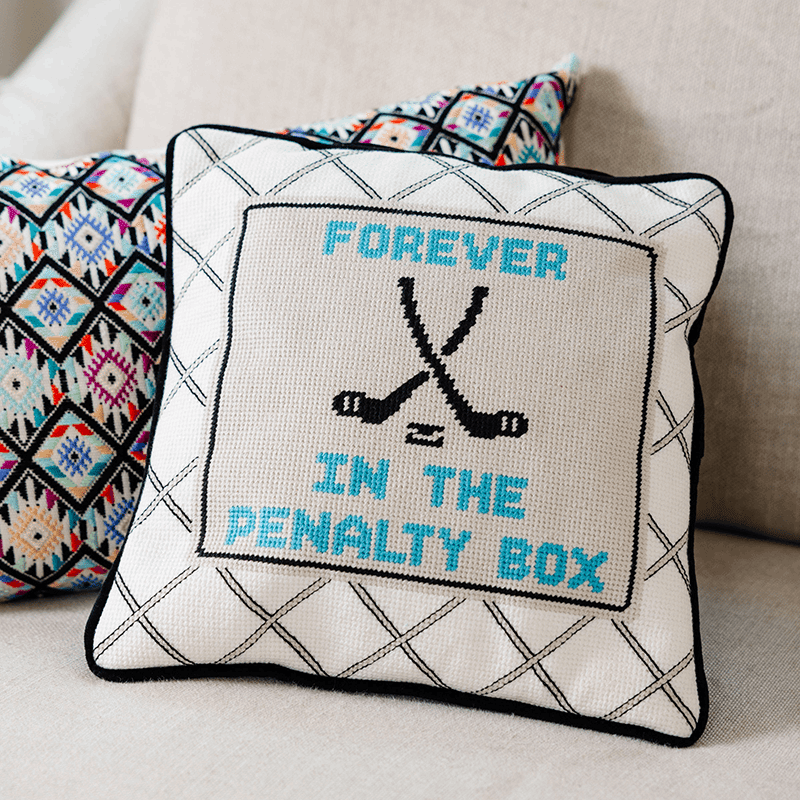 Penalty Box Needlepoint Pillow