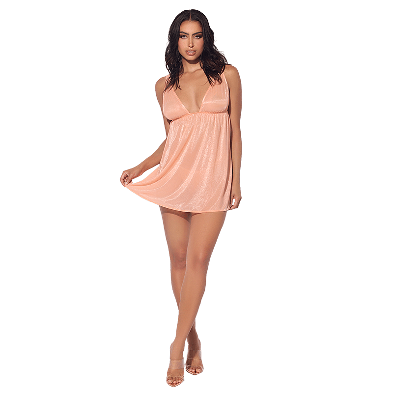 Yvone Shimmer Mesh Babydoll & G-String Set