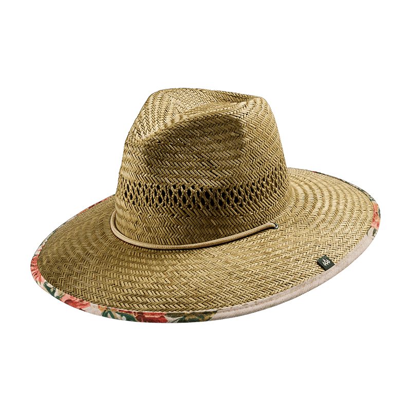 Straw Lifeguard Hat with Printed Brim