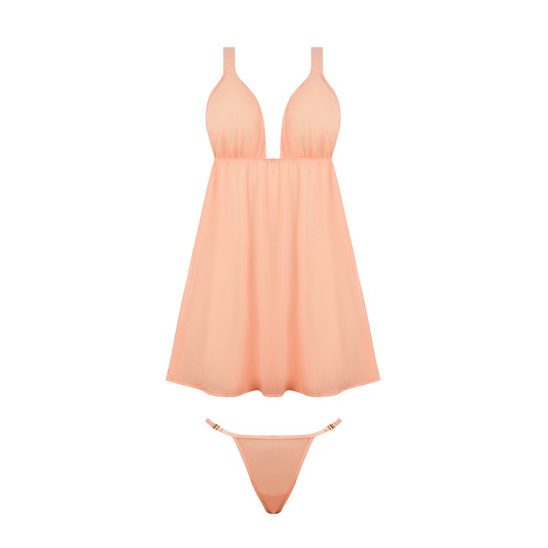 Yvone Shimmer Mesh Babydoll & G-String Set