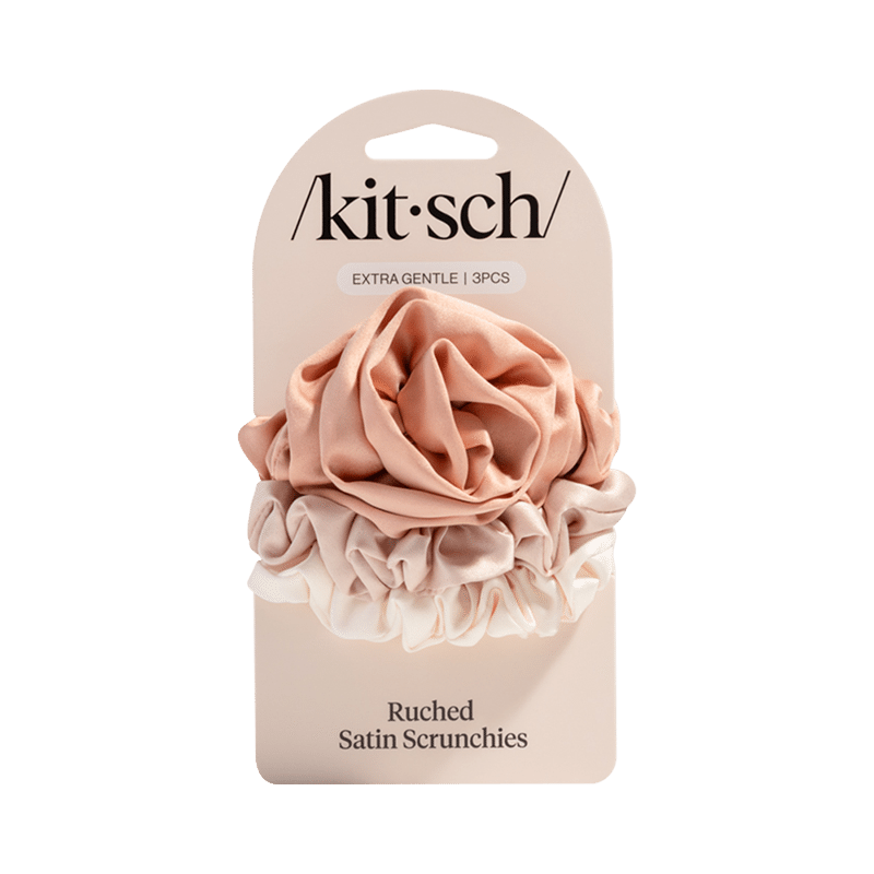 Rosette Ruched Satin Scrunchies 3pc Set