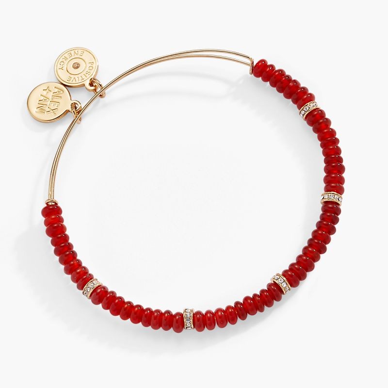 Semi-Precious Rondelle Beaded Bangle Bracelet