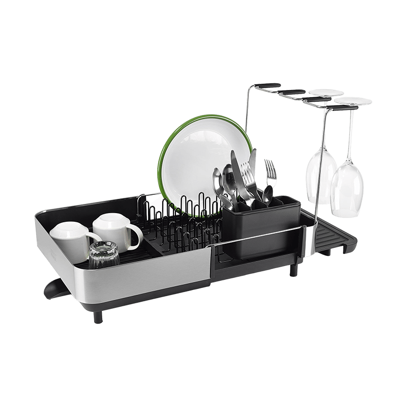 Extend Steel Plus Expandable Dish Rack with Wine Glass Rack