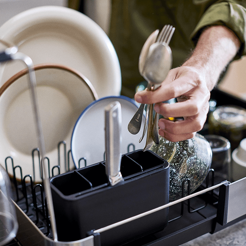Extend Steel Plus Expandable Dish Rack with Wine Glass Rack