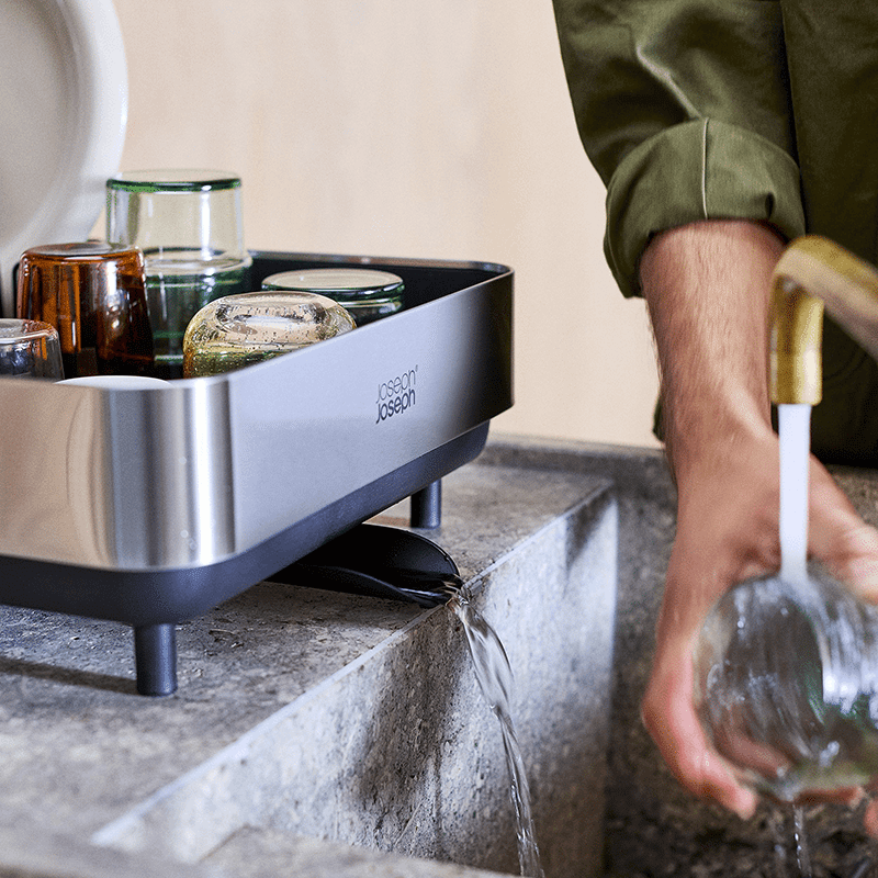 Extend Steel Plus Expandable Dish Rack with Wine Glass Rack