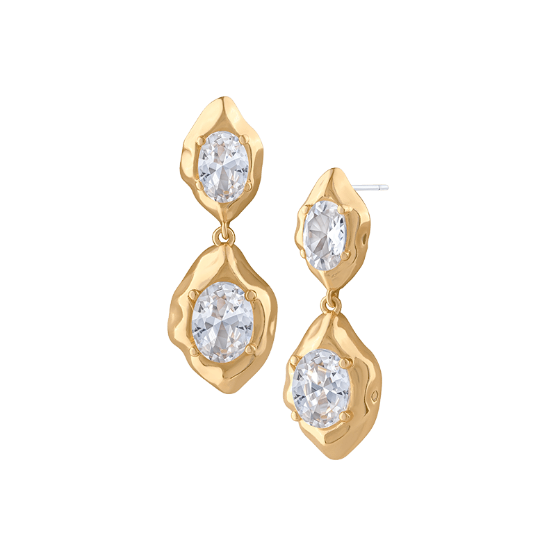 Abstract Crystal Center Drop Earrings