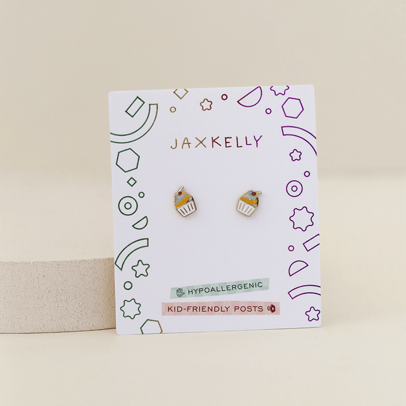 18K Gold Plated Enamel Flat Back Earrings