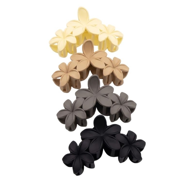 Matte Floral Claw Clip Set – 4 Pack