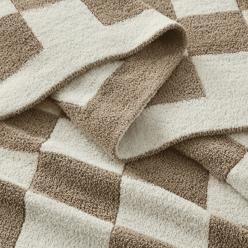 Soft Knit Checkered Throw Blanket
