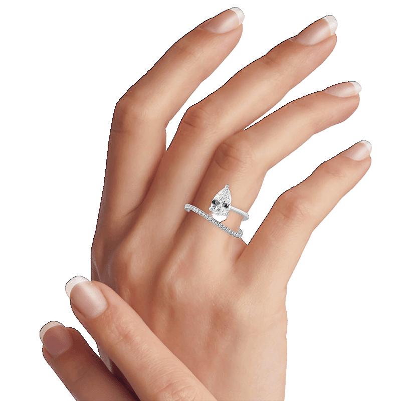 3 CTTW Pear & Pave CZ Wrap Ring