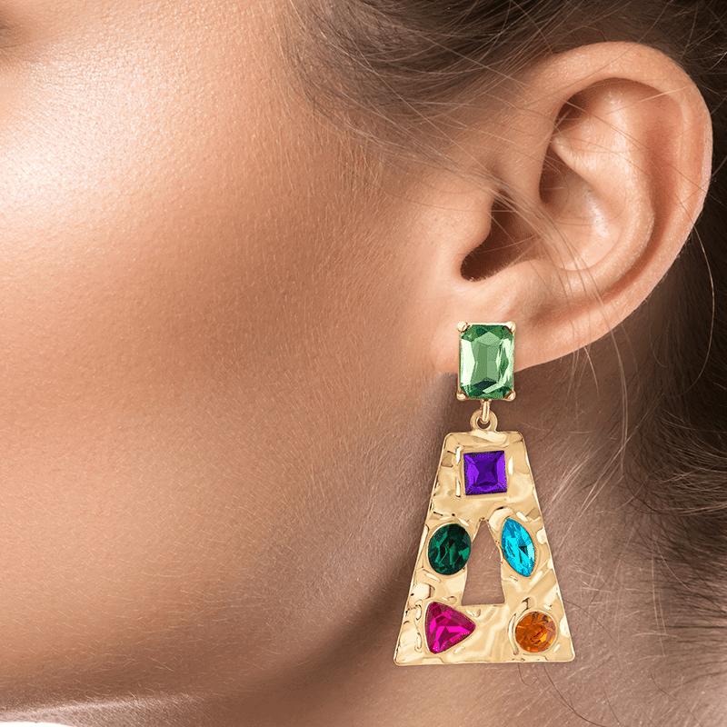 Geometric Crystal Drop Earrings