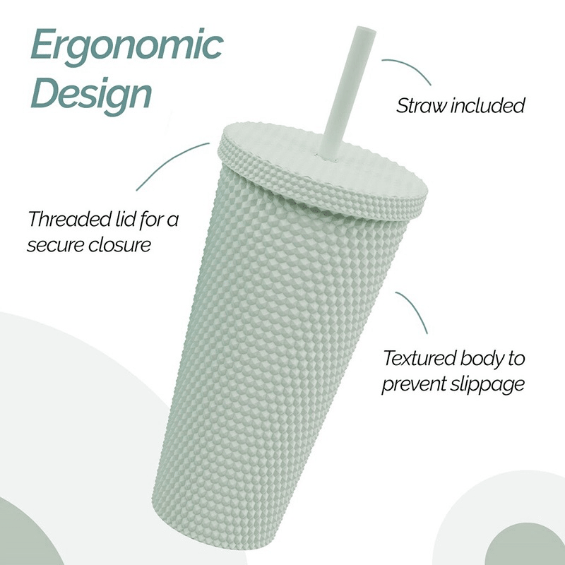 22oz Studded Tumbler with Lid & Straw (2 Pack)