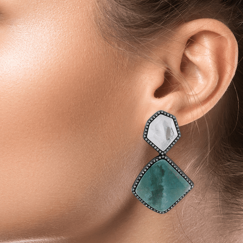 Organic Shape Semi Precious Stone Drop Earrings