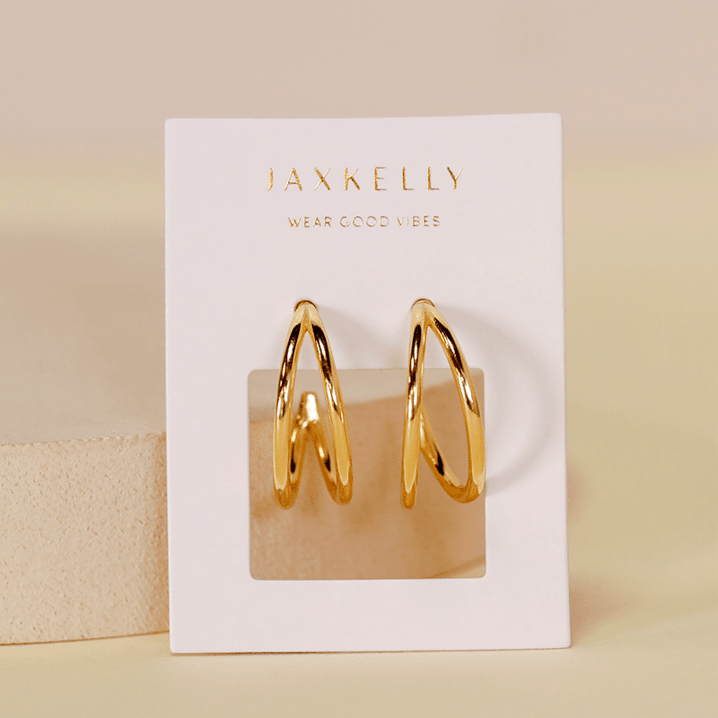 18K Gold Plated Illusion Double Hoop Earrings