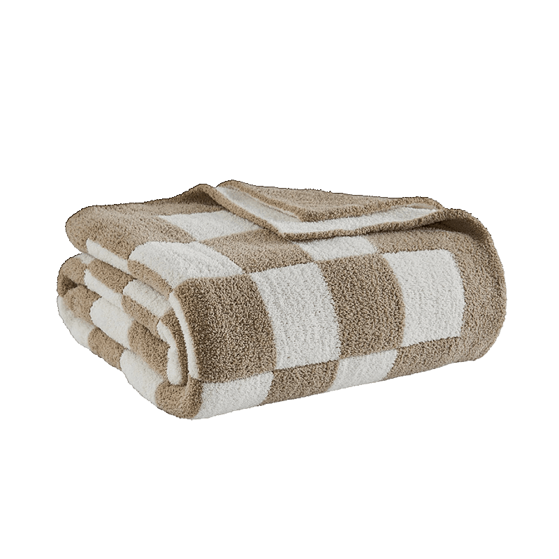 Soft Knit Checkered Throw Blanket