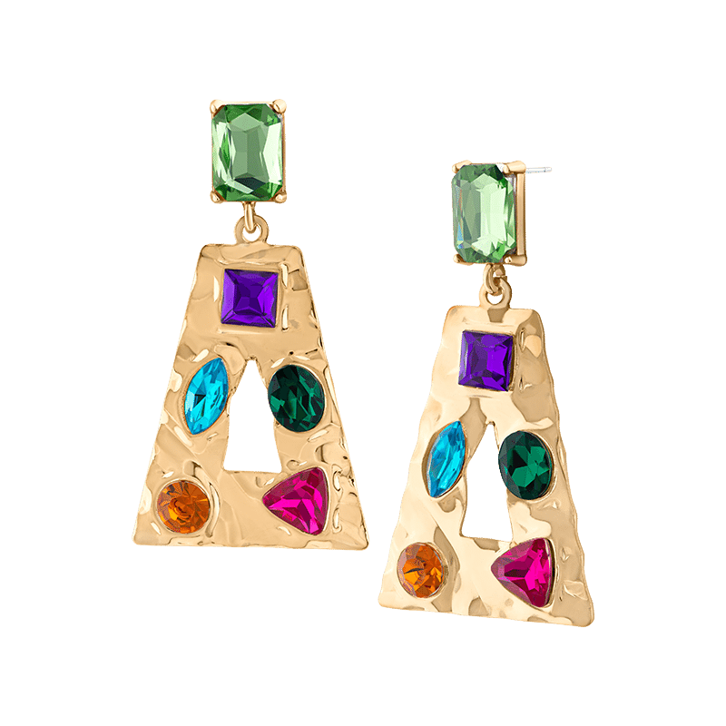 Geometric Crystal Drop Earrings