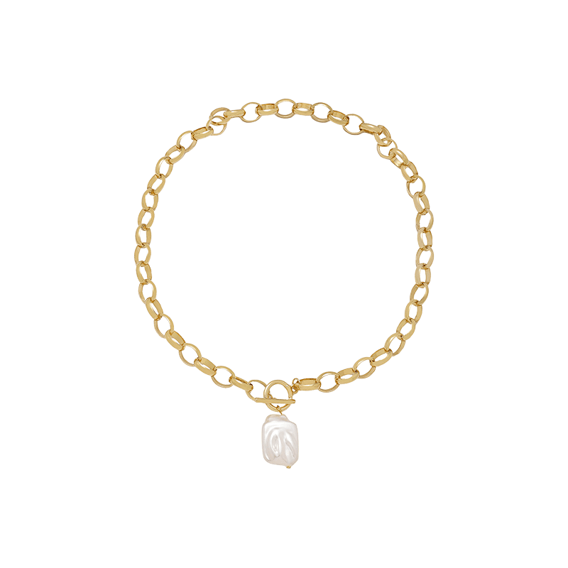 18K Gold Plated Edge of Water Pearl Pendant Necklace