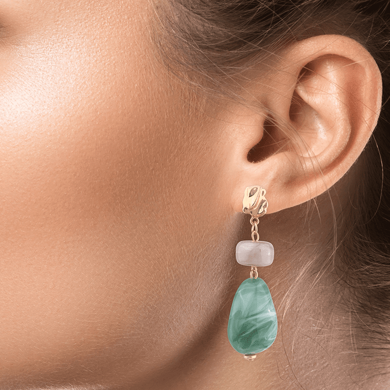 3 Tier Resin Stone Drop Earrings