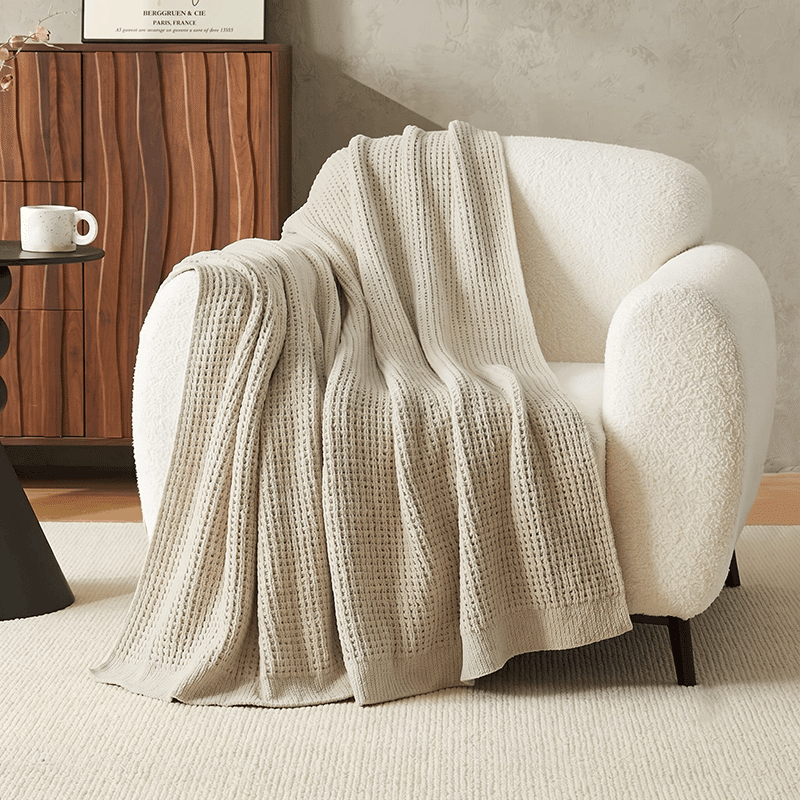 Chenille Knit Waffle Throw Blanket