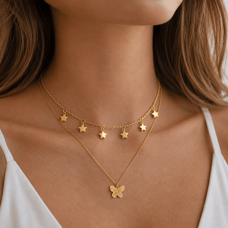 Gold Plated Star Choker Necklace