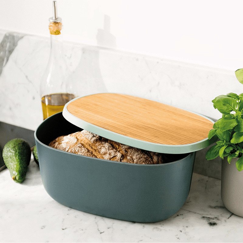 Leo Bamboo Bread Box with Cutting Board