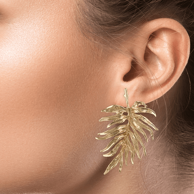 Feather Statement Drop Earrings