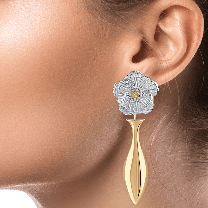 Floral Eartop Vase Earrings
