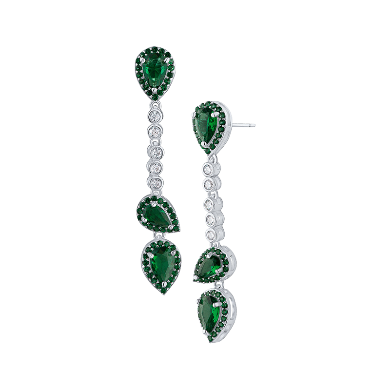 4 CTTW Pear Halo Linear Earrings