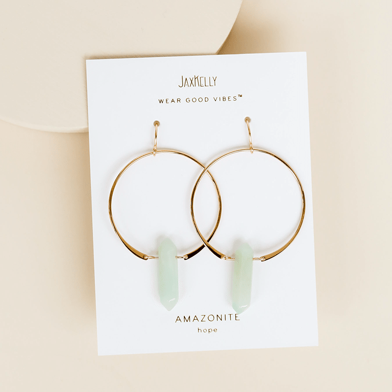 18K Gold Plated Amazonite Hoop Earrings