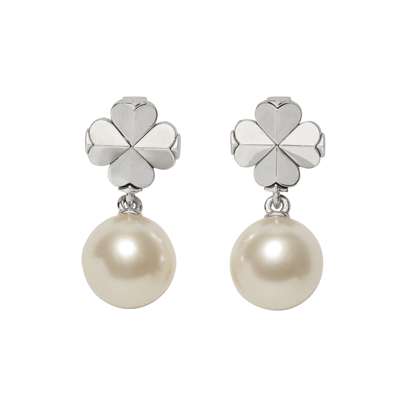Spade Flower Pearl Drop Earrings