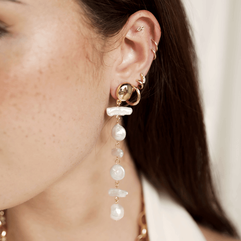 18K Gold Plated Ocean Secrets Freshwater Pearl Earrings