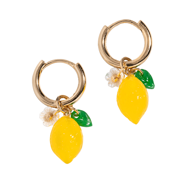 Lemon Charm Huggie Earrings