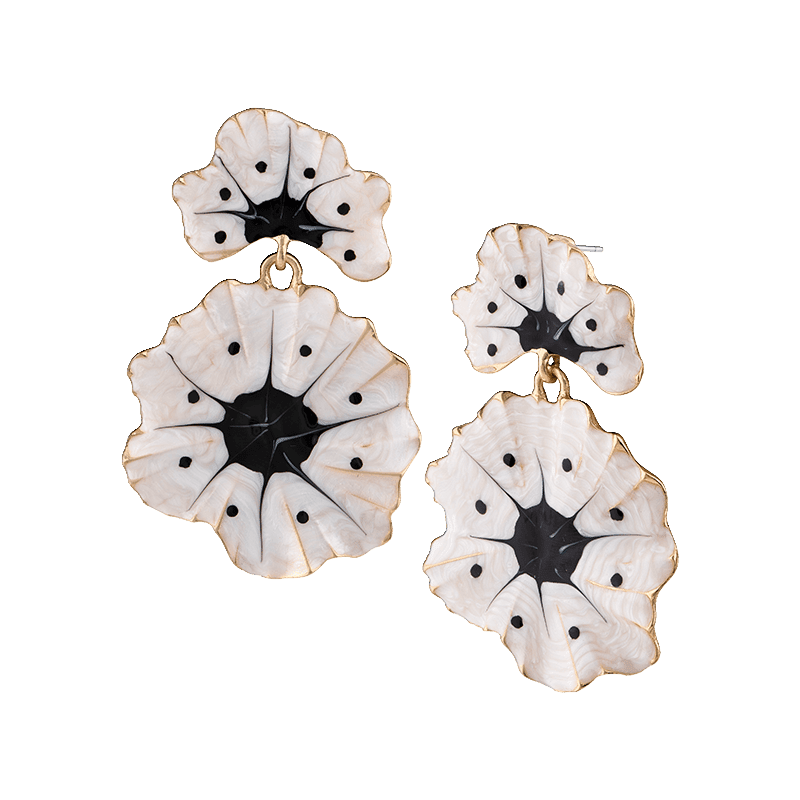 Epoxy Coated Floral Statement Earrings