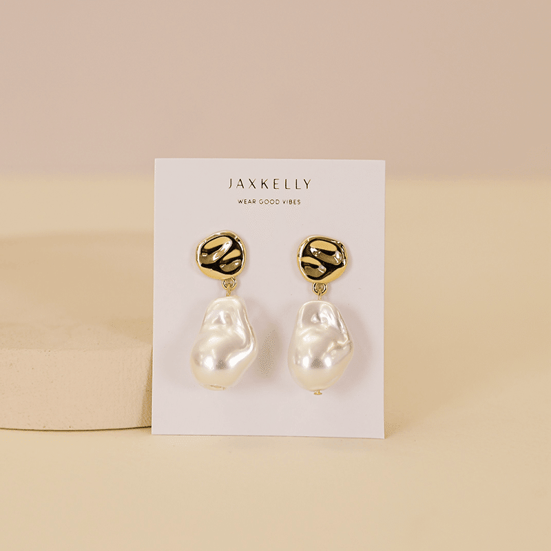 Abstract Pearl Drop Earrings