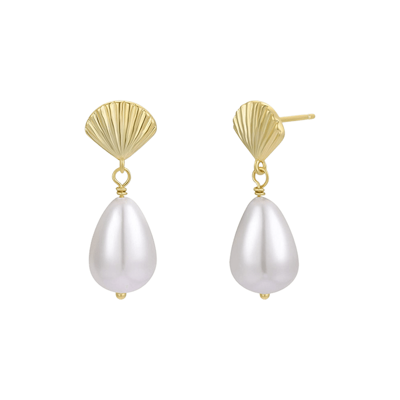 Seashell Pearl Drop Earrings