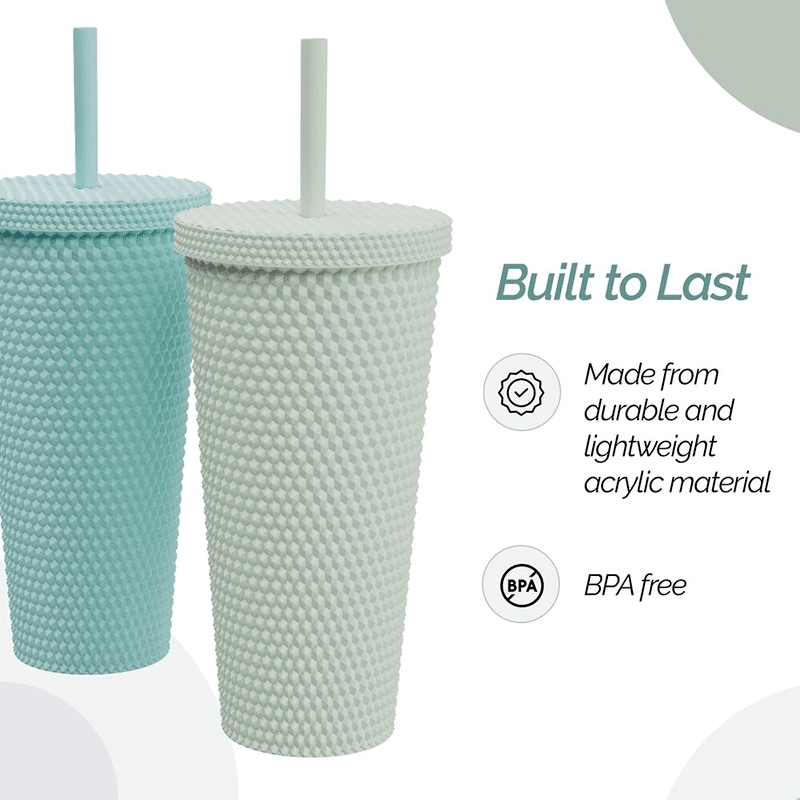 22oz Studded Tumbler with Lid & Straw (2 Pack)