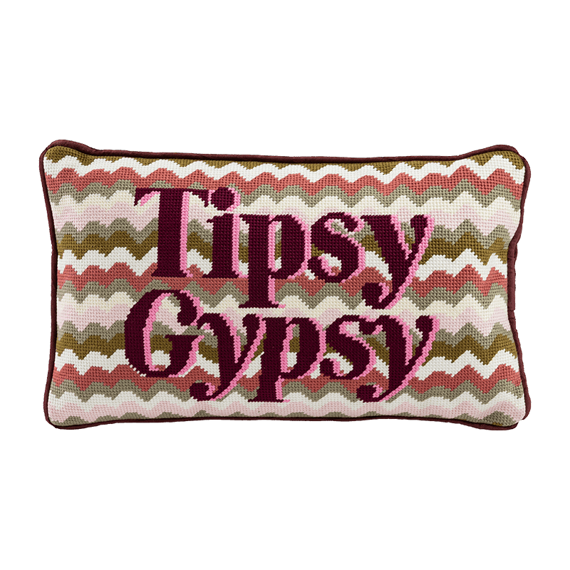 Tipsy Gypsy Needlepoint Pillow
