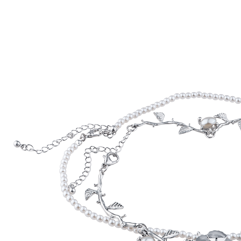 Rose Vine & Pearl Double Necklace