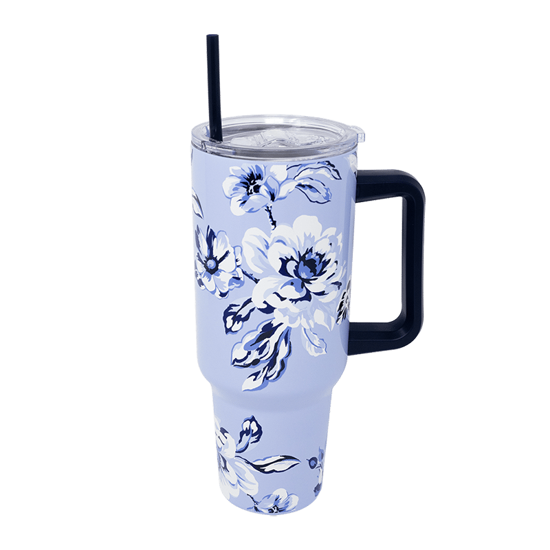 Floral Toile Stainless Steel Tumbler