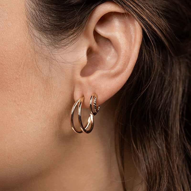18K Gold Plated Illusion Double Hoop Earrings