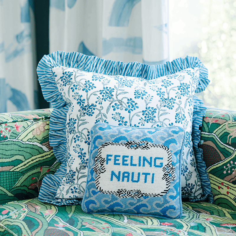 Nauti Needlepoint Pillow