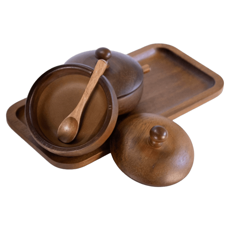 Acacia Wooden Spice Jar Set