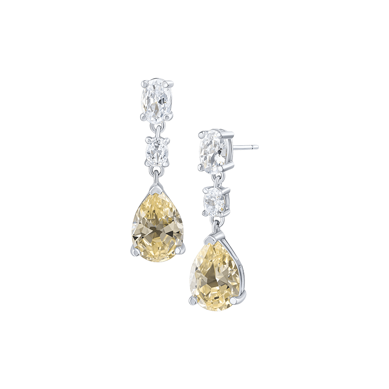 6 CTTW Oval Linear Pear Drop Midi CZ Earrings