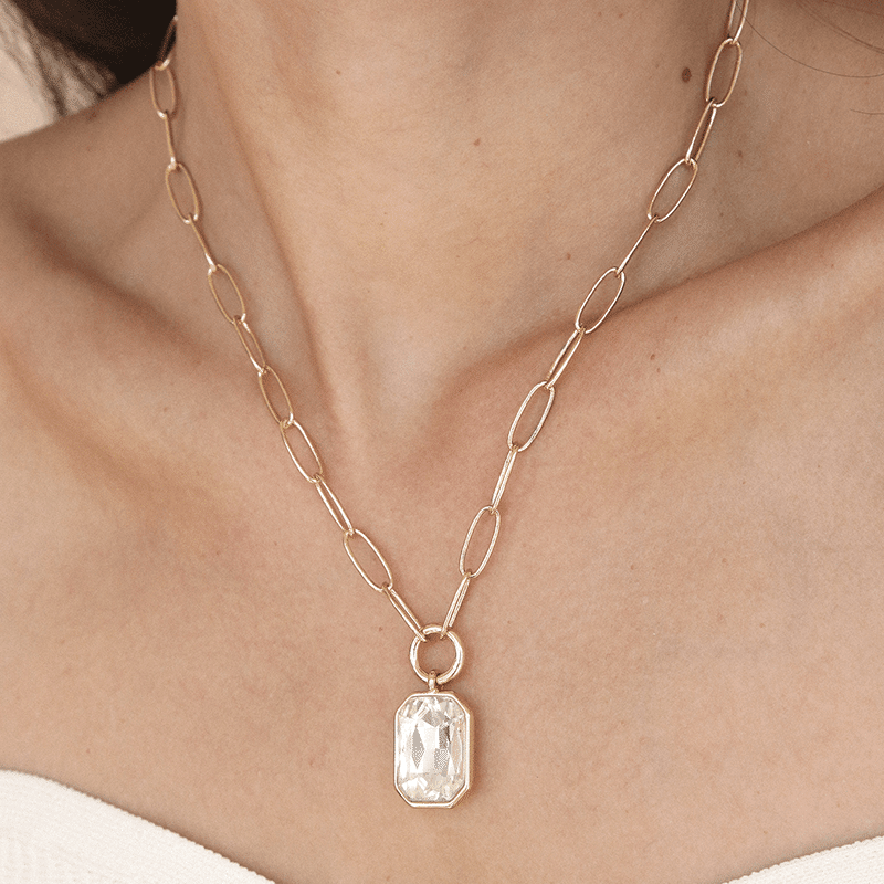 18K Gold Plated Deco Pendant Necklace