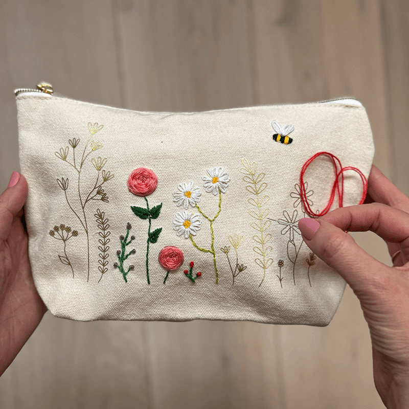 Stitch Flower Pouch