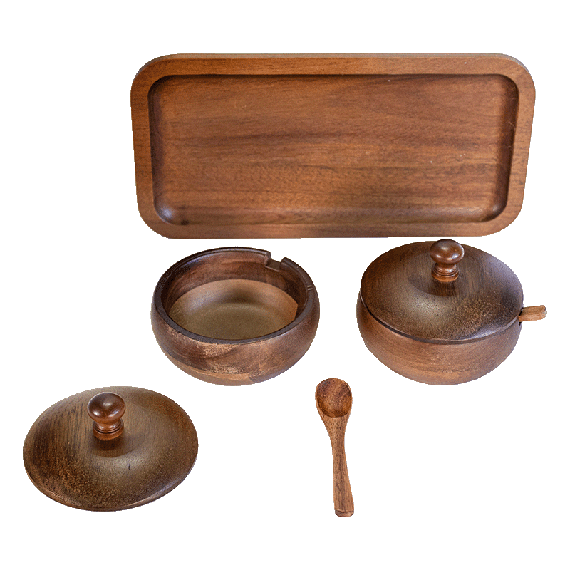 Acacia Wooden Spice Jar Set