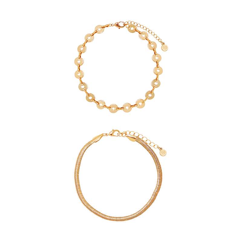 Mixer 18K Gold Plated Anklet Set