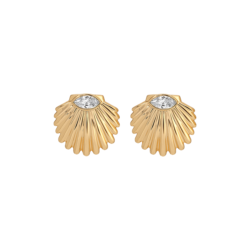 18K Gold Plated Santorini Shell Stud Earrings