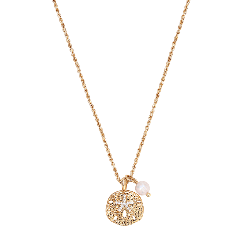 18K Gold Plated Sand Dollar Charm Necklace