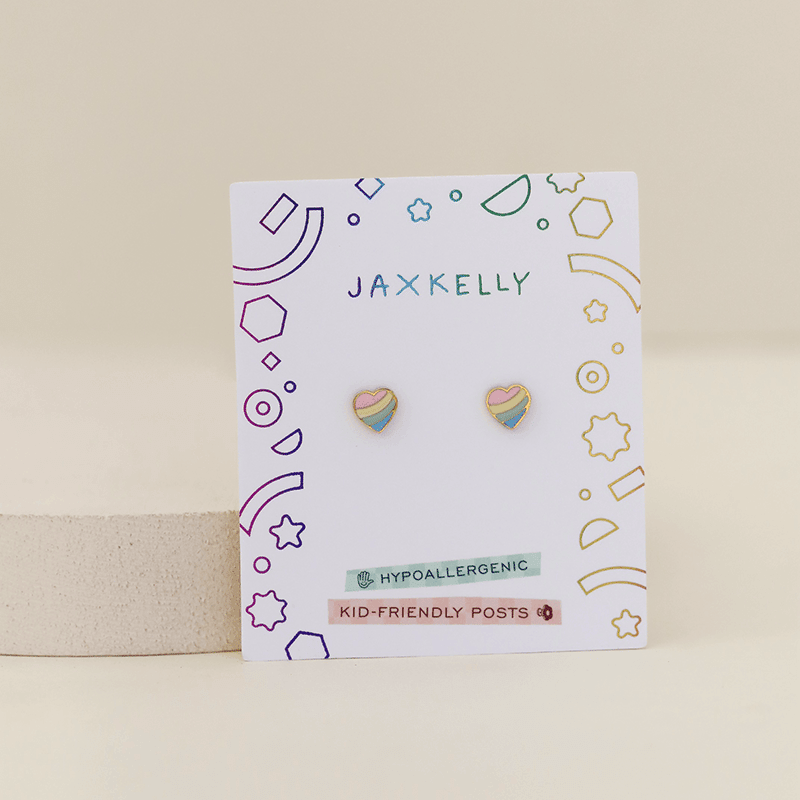 18K Gold Plated Enamel Flat Back Earrings